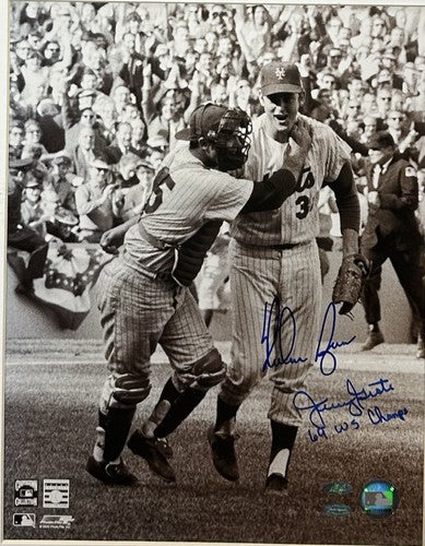 Nolan Ryan Jerry Grote Signed 11x14 Framed Photo Mets 1969 Champs Auto Holo Coa