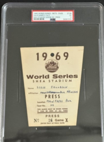 1969 Ny Mets World Series Press Pass Ticket Shea Stadium Game 5 Psa 5 Pop 1 Rare