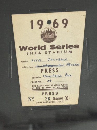 1969 Ny Mets World Series Press Pass Ticket Shea Stadium Game 5 Psa 5 Pop 1 Rare