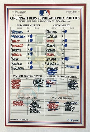 Roy Halladay Signed 8x10 Framed Photo No Hitter Dirt Lineup Card Auto MLB COA