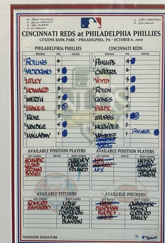 Roy Halladay Signed 8x10 Framed Photo No Hitter Dirt Lineup Card Auto MLB COA