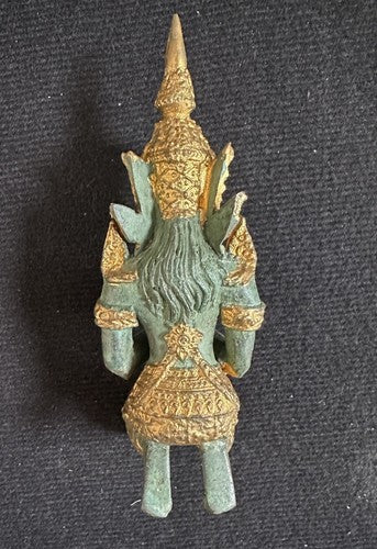 Thai Kneeling Gold Gilt Bronze Brass TEPPANOM Buddha Angel Statue 6”
