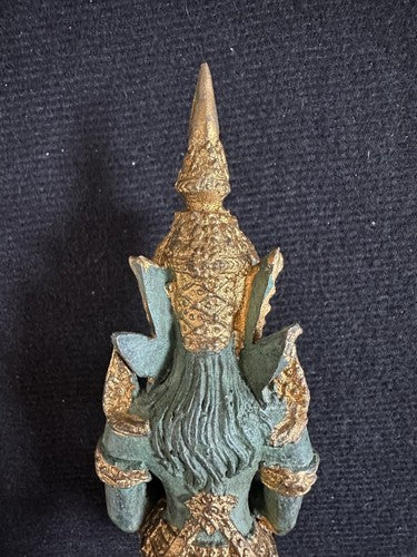 Thai Kneeling Gold Gilt Bronze Brass TEPPANOM Buddha Angel Statue 6”