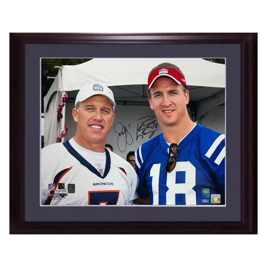 Peyton Manning John Elway Signed 16x20 Framed Photo Autograph Mounted COA HOF