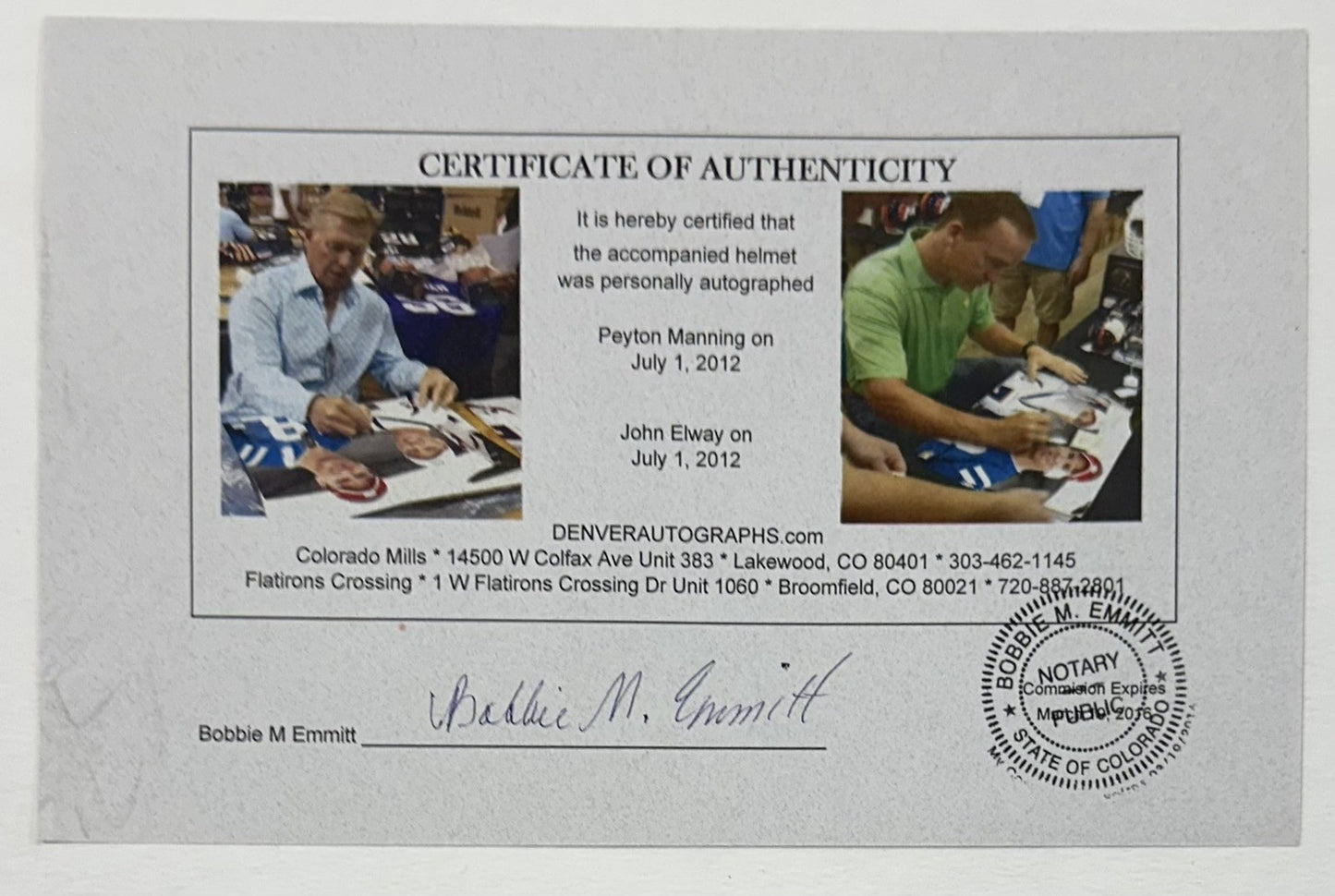 Peyton Manning John Elway Signed 16x20 Framed Photo Autograph Mounted COA HOF