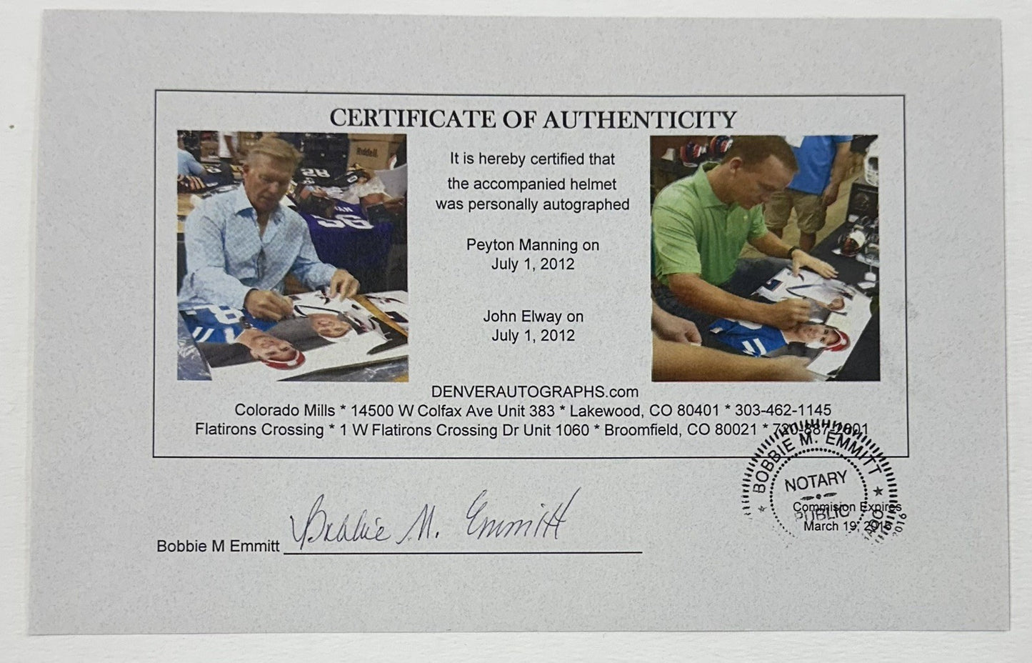 Peyton Manning John Elway Signed 16x20 Framed Photo Autograph Mounted COA HOF