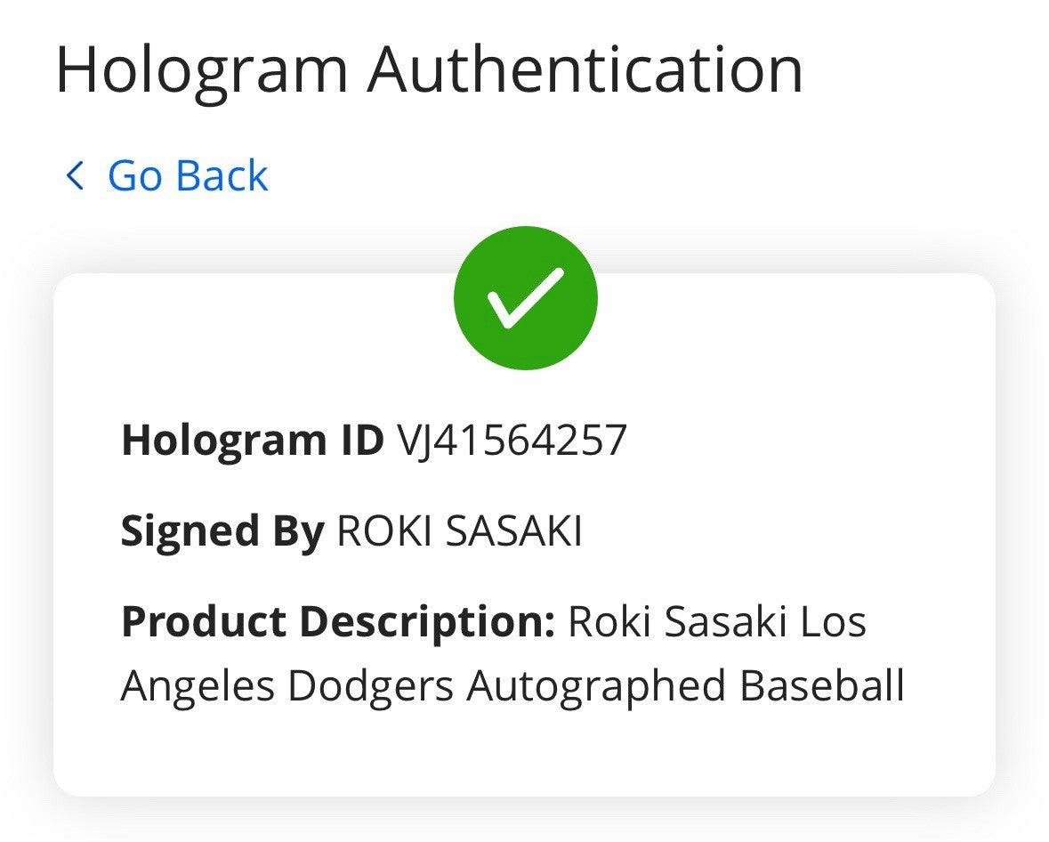 Roki Sasaki Signed Official MLB Baseball Dodgers Rookie Auto Fanatics MLB COA
