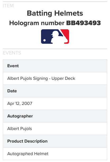 Albert Pujols Signed Rawlings Cardinals Game Batting Helmet Auto UDA & MLB Coa