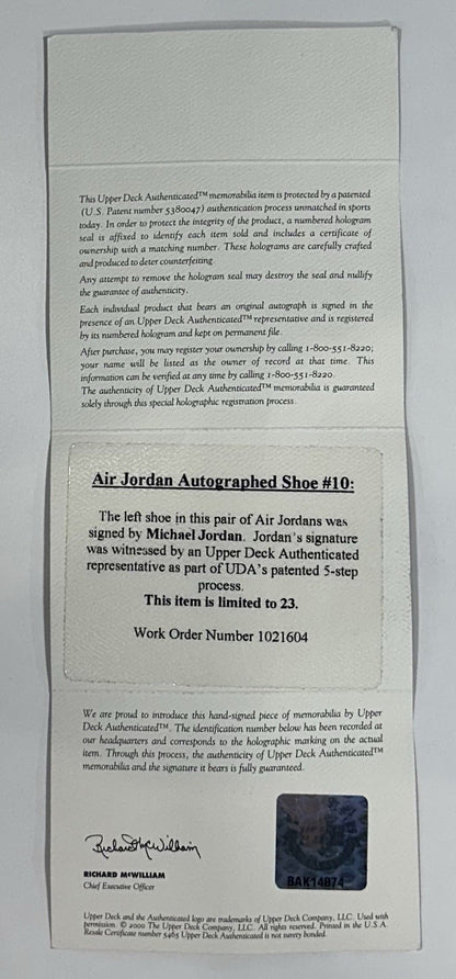 Michael Jordan Signed Jordan 10 Retro Suede Sneaker Pair Bulls /23 Auto UDA HOF
