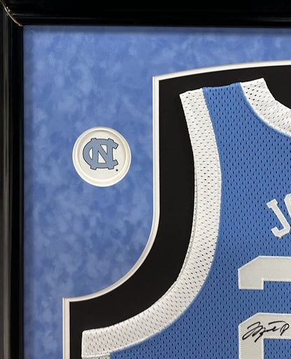 Michael Jordan Signed Suede Framed Nike UNC Jersey Mint Auto UDA COA HOF #23