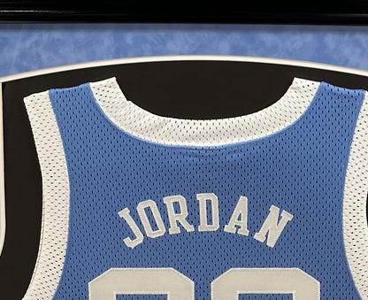 Michael Jordan Signed Suede Framed Nike UNC Jersey Mint Auto UDA COA HOF #23