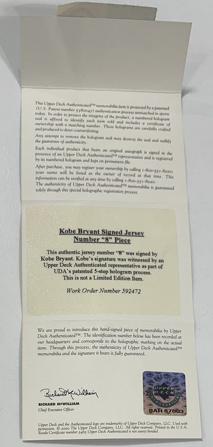 Kobe Bryant Signed Lakers #8 Jersey Number Photo Framed Autograph UDA COA HOF