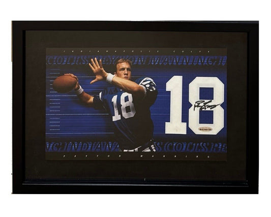 Peyton Manning Signed Framed Mini Jersey #18 Photo Collage Auto Colts UDA HOF