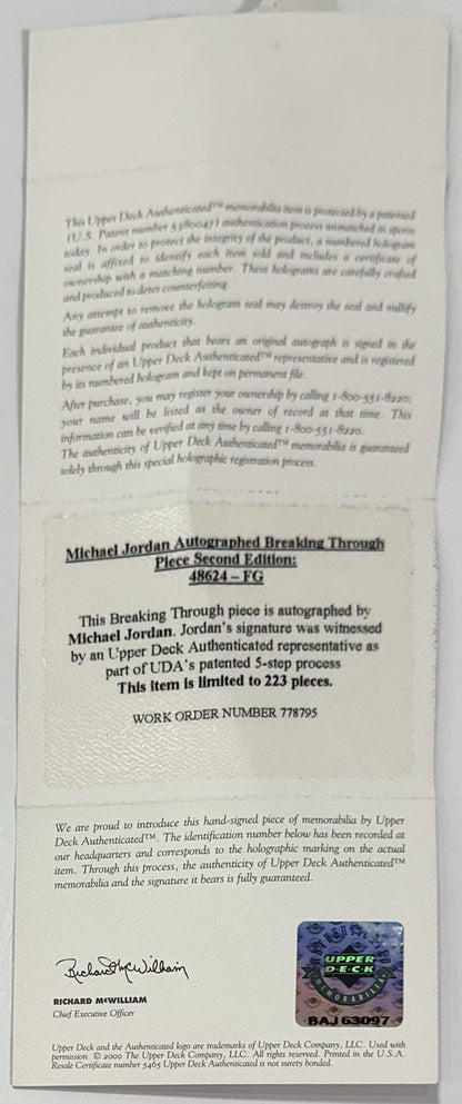 Michael Jordan Signed Breaking Through Framed Photo 3D Bulls LE Auto UDA COA HOF