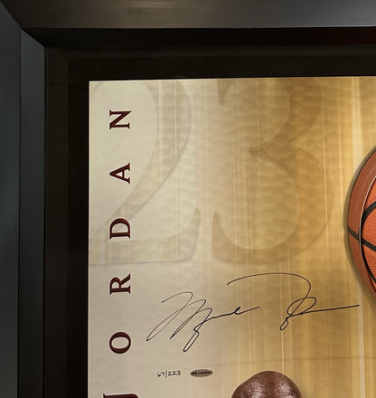 Michael Jordan Signed Breaking Through Framed Photo 3D Bulls LE Auto UDA COA HOF