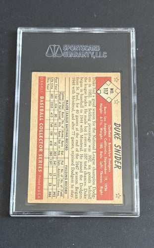 1953 Bowman Color #117 Duke Snider Brooklyn Dodgers SGC 5 Ex Clean Beauty Hof