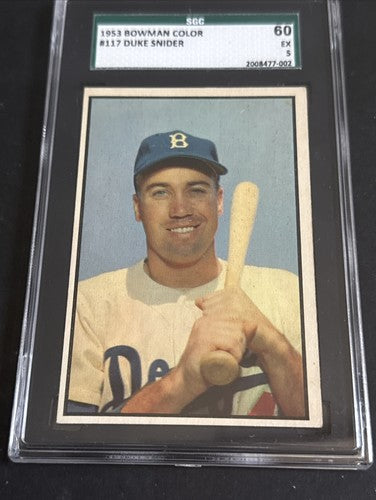 1953 Bowman Color #117 Duke Snider Brooklyn Dodgers SGC 5 Ex Clean Beauty Hof