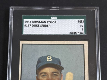 1953 Bowman Color #117 Duke Snider Brooklyn Dodgers SGC 5 Ex Clean Beauty Hof