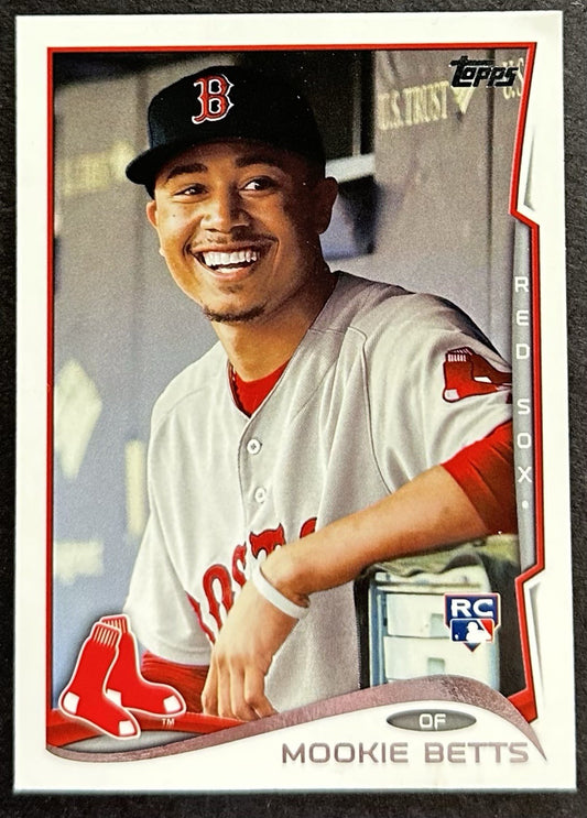 2014 Topps Update Mookie Betts Rookie Variation Smiling in Dugout Red Sox RC NM