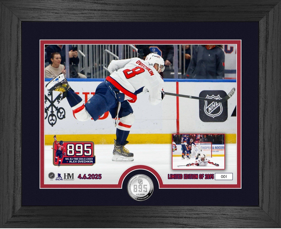Alex Ovechkin Framed Highland Mint 895 Record Goal Photo Silver Coin Capitals LE