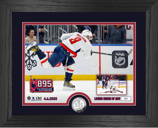 Alex Ovechkin Framed Highland Mint 895 Record Goal Photo Silver Coin Capitals LE