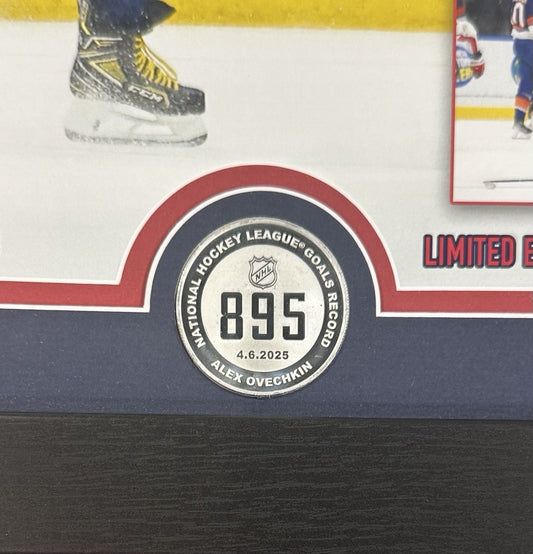 Alex Ovechkin Framed Highland Mint 895 Record Goal Photo Silver Coin Capitals LE