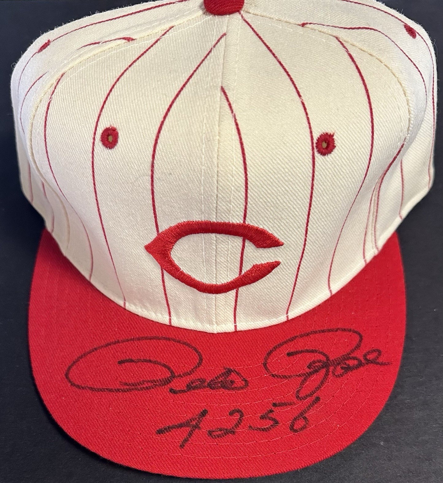 Pete Rose Signed Authentic Roman Reds Hat New Era 4256 Autograph Fanatics COA
