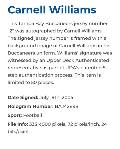 Cadillac Williams Signed 26x36 Framed Jersey #24 Photo LE Auto Buccaneers UDA
