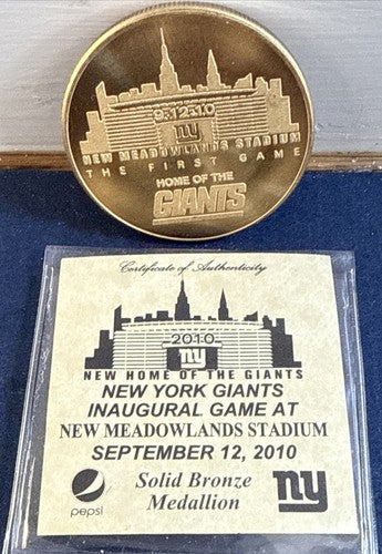 2010 NY GIANTS INAUGURAL MEADOWLANDS STADIUM GAME COMMEMORATIVE COIN MINT W COA