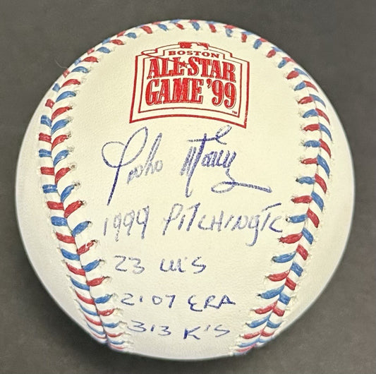 Pedro Martinez Signed Official 1999 ASG Baseball 4 Stat LE Auto Red Sox JSA HOF
