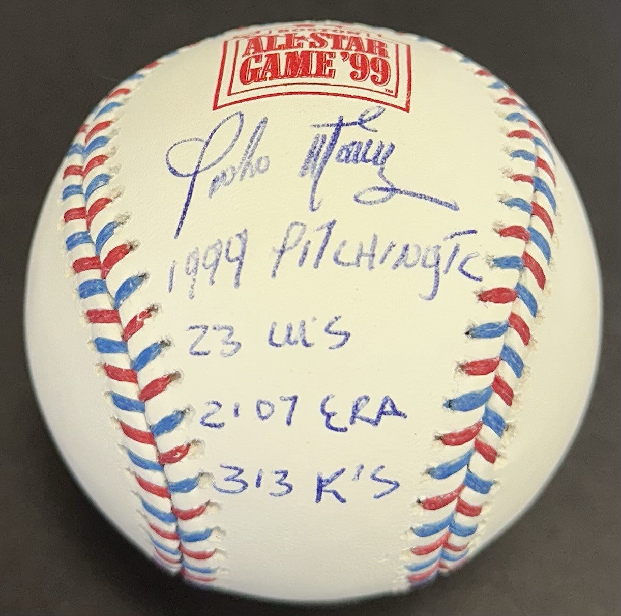 Pedro Martinez Signed Official 1999 ASG Baseball 4 Stat LE Auto Red Sox JSA HOF