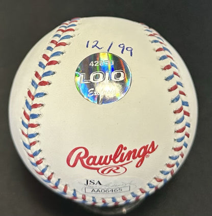 Pedro Martinez Signed Official 1999 ASG Baseball 4 Stat LE Auto Red Sox JSA HOF