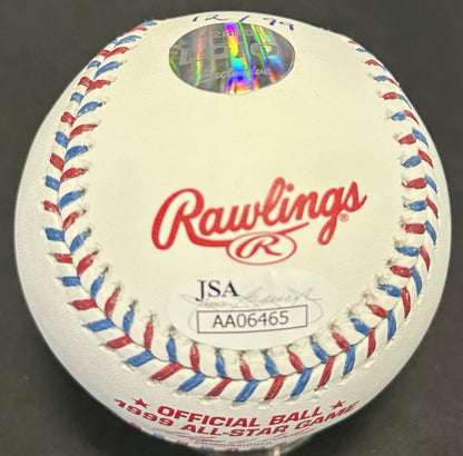 Pedro Martinez Signed Official 1999 ASG Baseball 4 Stat LE Auto Red Sox JSA HOF