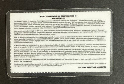 2000 01 NBA Season Press Pass Media Ticket Kobe Bryant 2nd Championship Lakers
