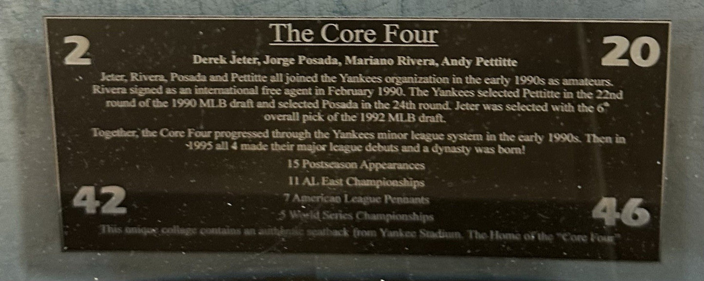 Yankees Core 4 Signed Framed Photo Collage Seatback Shadowbox Jeter Auto MLB HOF
