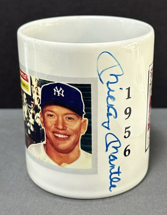 Mickey Mantle Signed 1956 Topps Card Mug NY Yankees Autograph PSA LOA 1/1 HOF