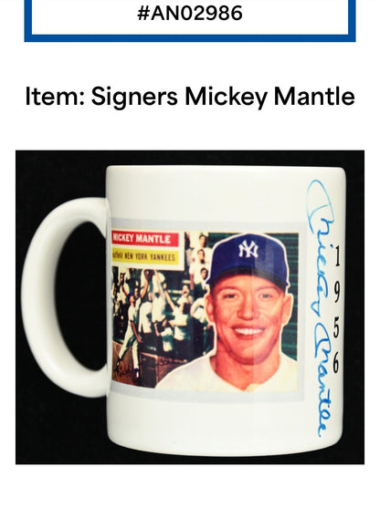 Mickey Mantle Signed 1956 Topps Card Mug NY Yankees Autograph PSA LOA 1/1 HOF