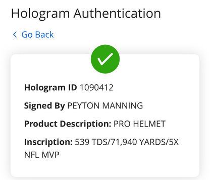 Peyton Manning Signed Broncos Pro Authentic FS Helmet 3 Stat Auto Fanatics HOF