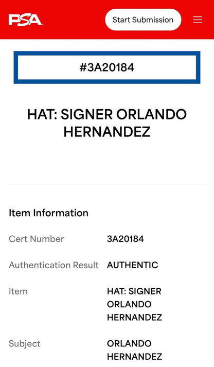 Orlando Hernandez Signed Mets 2007 Game Used Hat #26 Autograph Steiner PSA LOA
