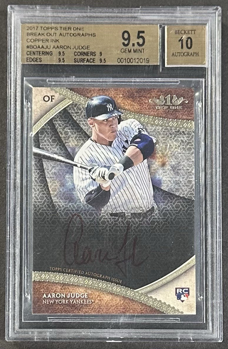 2017 Topps Tier One Aaron Judge Rookie Break Out Auto /25 BGS 9.5 10 Yankees RC
