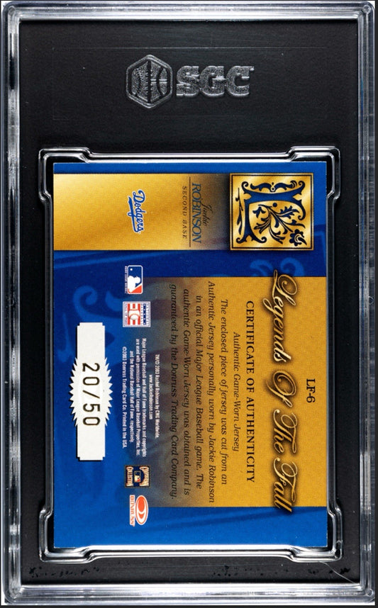2003 Donruss Classics Jackie Robinson Legends Jersey Material /50 SGC 8 Dodgers