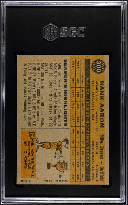 1960 Topps #300 Hank Aaron SGC 5 EX Braves Centered Sharp Beauty Newly Graded