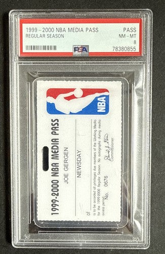 1999-2000 NBA Season Media Press Ticket Kobe Bryant Lakers Champs Psa 8 Pop 1