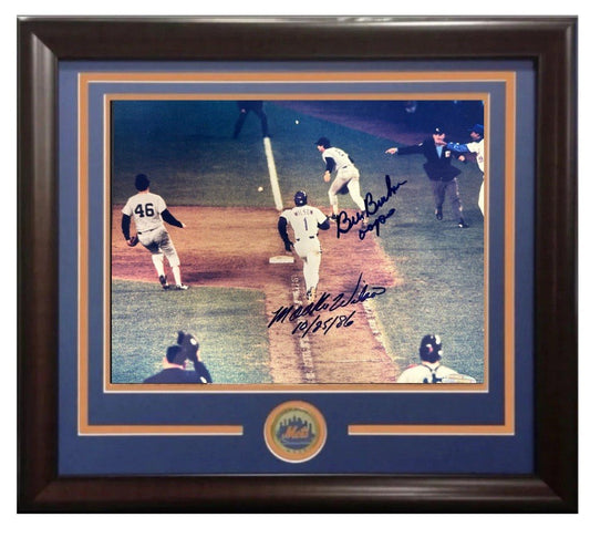 Mookie Wilson Bill Buckner Signed 8x10 Framed 1986 WS Photo Oops Auto Steiner