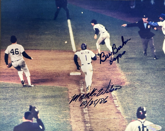 Mookie Wilson Bill Buckner Signed 8x10 Framed 1986 WS Photo Oops Auto Steiner