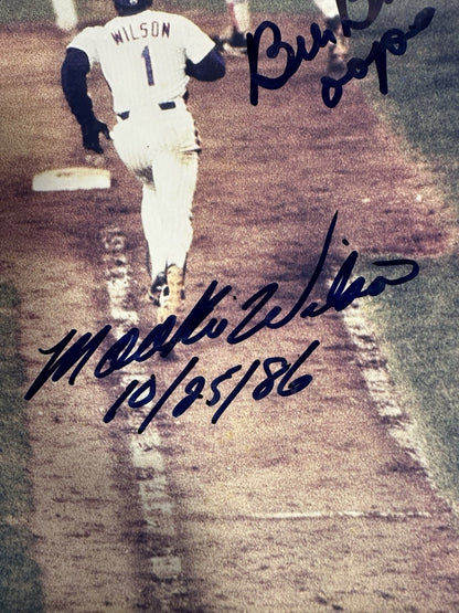 Mookie Wilson Bill Buckner Signed 8x10 Framed 1986 WS Photo Oops Auto Steiner