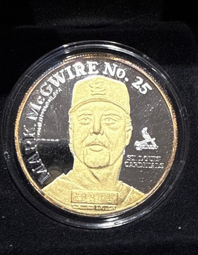Mark McGwire .999 Silver Coin / Gold Overlay 70 HR Season 1998 LE 1oz w/ Box Coa