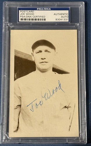 Smokey Joe Wood Red Sox signed Vintage Postcard Photo PSA Certified Auto