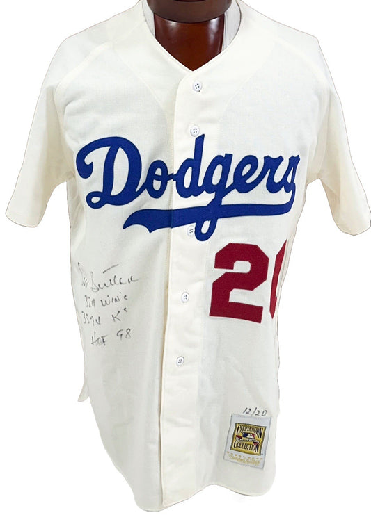 Don Sutton Signed Dodgers M & Ness Authentic Jersey 3 Stat /20 HOF 98 Auto PSA
