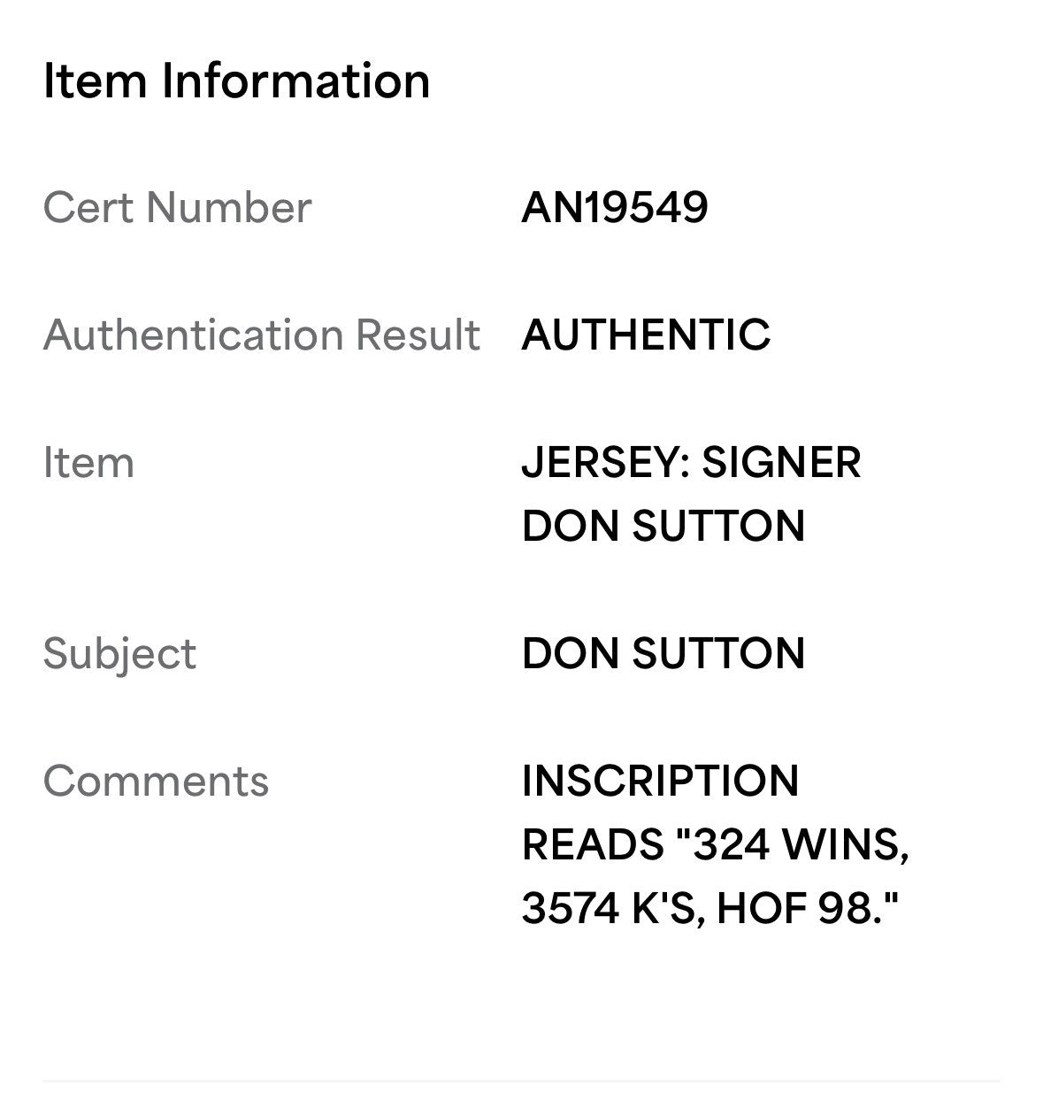 Don Sutton Signed Dodgers M & Ness Authentic Jersey 3 Stat /20 HOF 98 Auto PSA